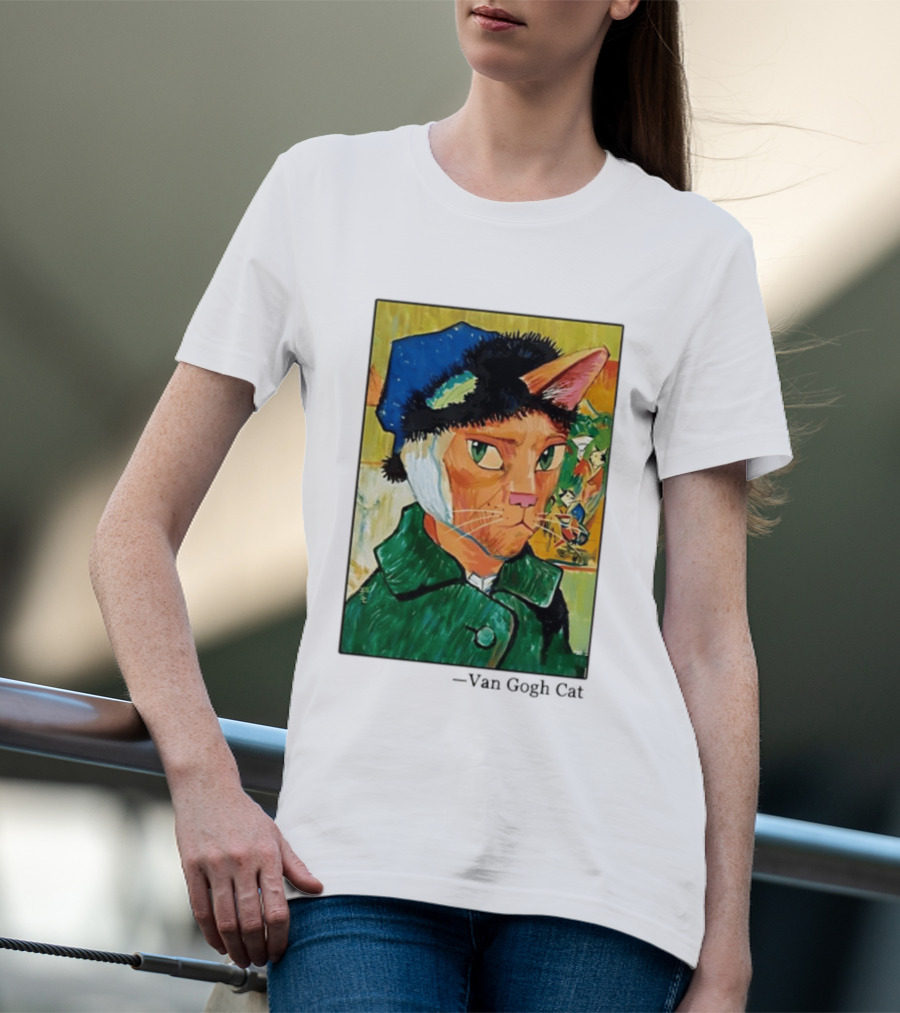 Cat In Van Gogh Style With Bandaged Ear Iconic Painting T-Shirt