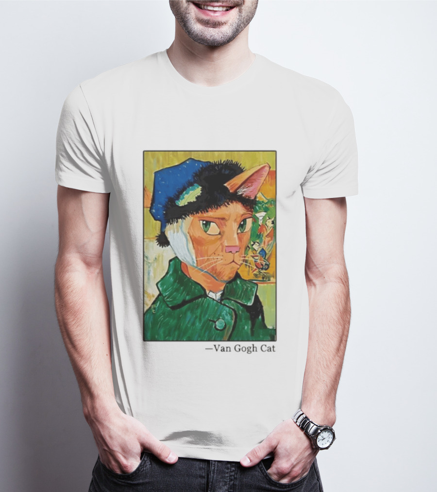 Cat In Van Gogh Style With Bandaged Ear Iconic Painting T-Shirt