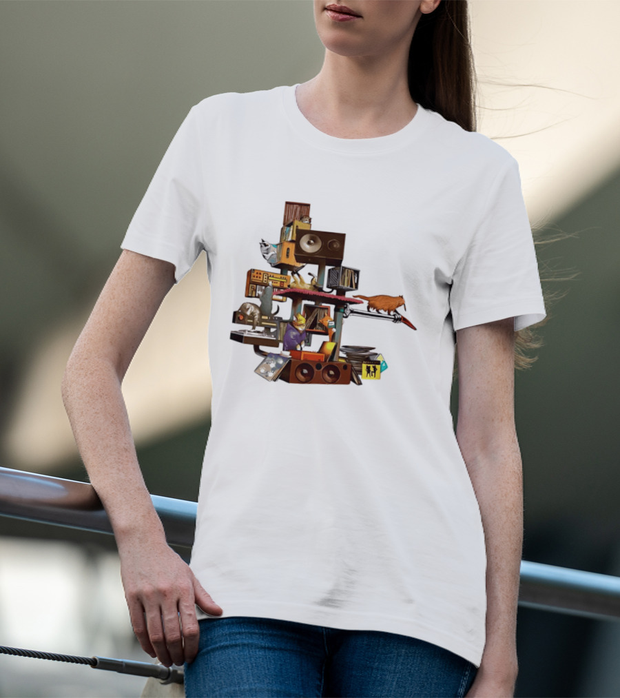 Cats Jamming With Crates And Music Gear T-Shirt