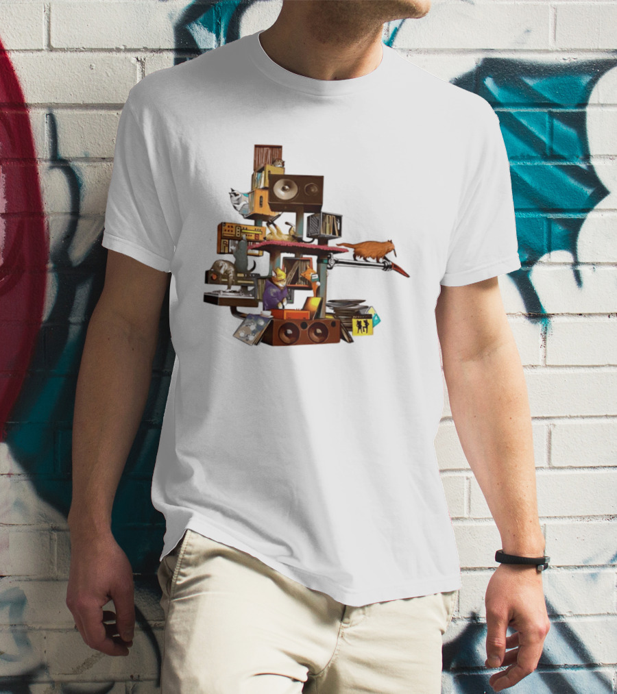 Cats Jamming With Crates And Music Gear T-Shirt