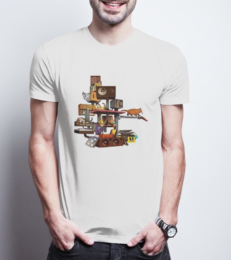 Cats Jamming With Crates And Music Gear T-Shirt