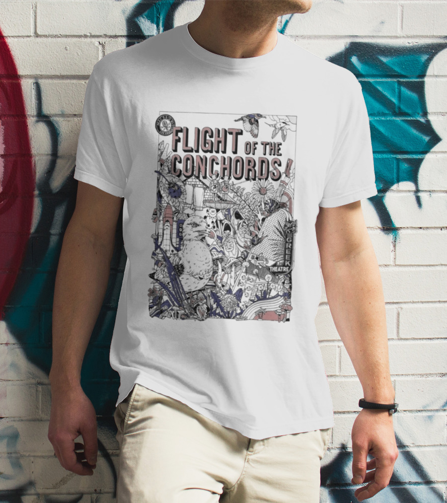 Flight Of The Conchords Los Angeles CA Botanical Owl And Cityscape T-Shirt