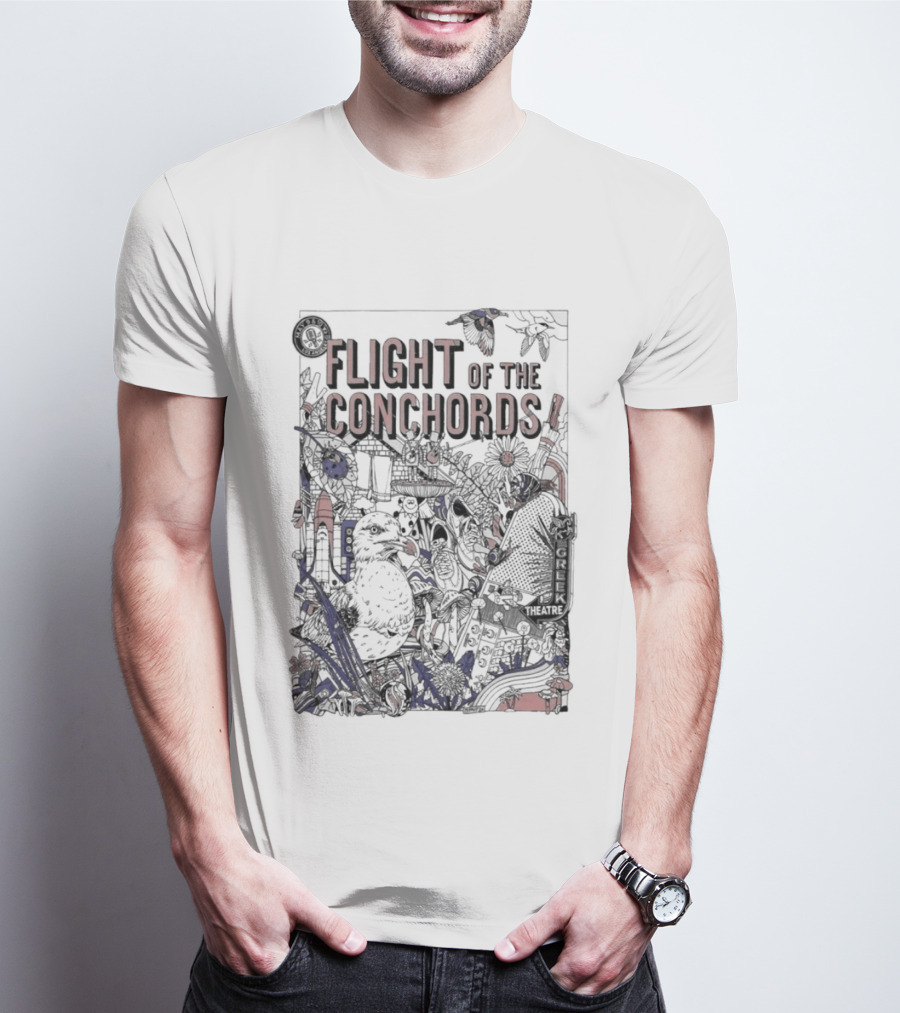 Flight Of The Conchords Los Angeles CA Botanical Owl And Cityscape T-Shirt