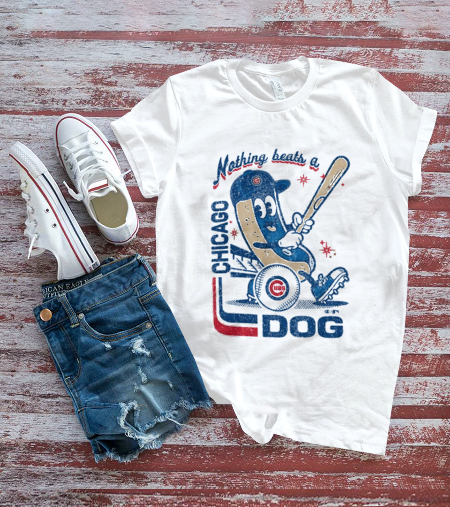 Chicago Cubs Hot Dog Nothing Beats A Chicago Dog T-Shirt