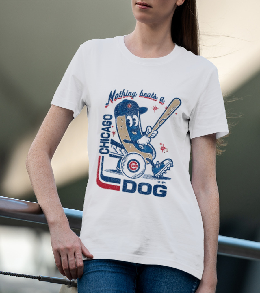 Chicago Cubs Hot Dog Nothing Beats A Chicago Dog T-Shirt