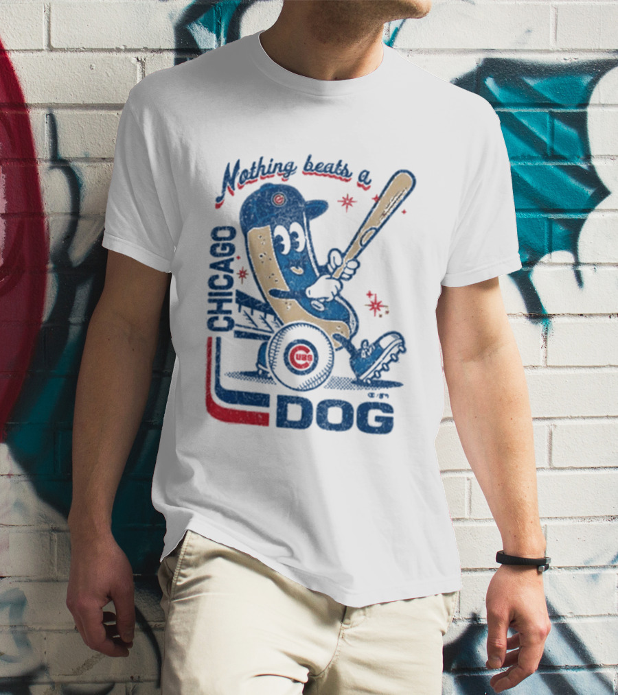 Chicago Cubs Hot Dog Nothing Beats A Chicago Dog T-Shirt