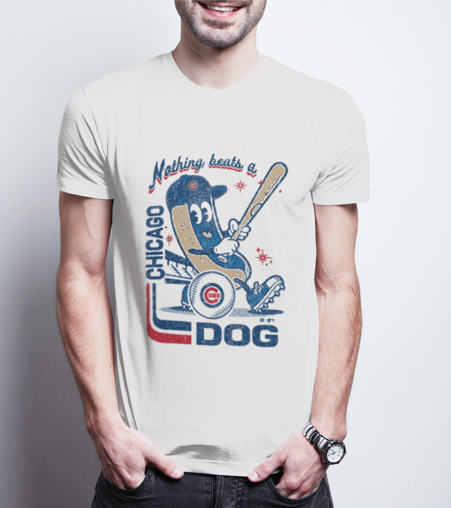 Chicago Cubs Hot Dog Nothing Beats A Chicago Dog T-Shirt