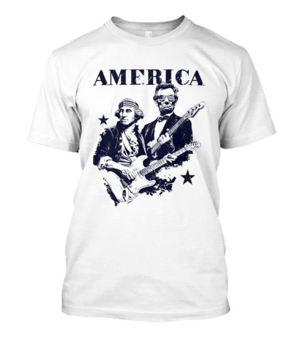 America George Washington Abraham Lincoln Presidential Rockstars 250 T-Shirt