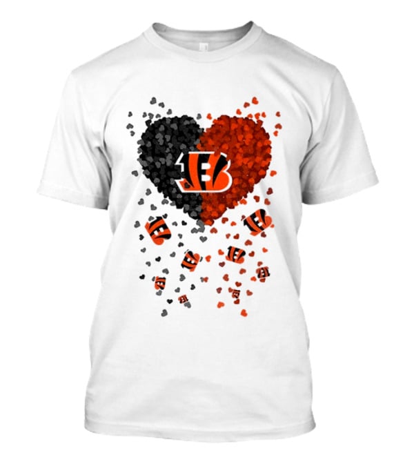 Cincinnati Bengals Heart 2026 Football Fan Love Collection T-Shirt