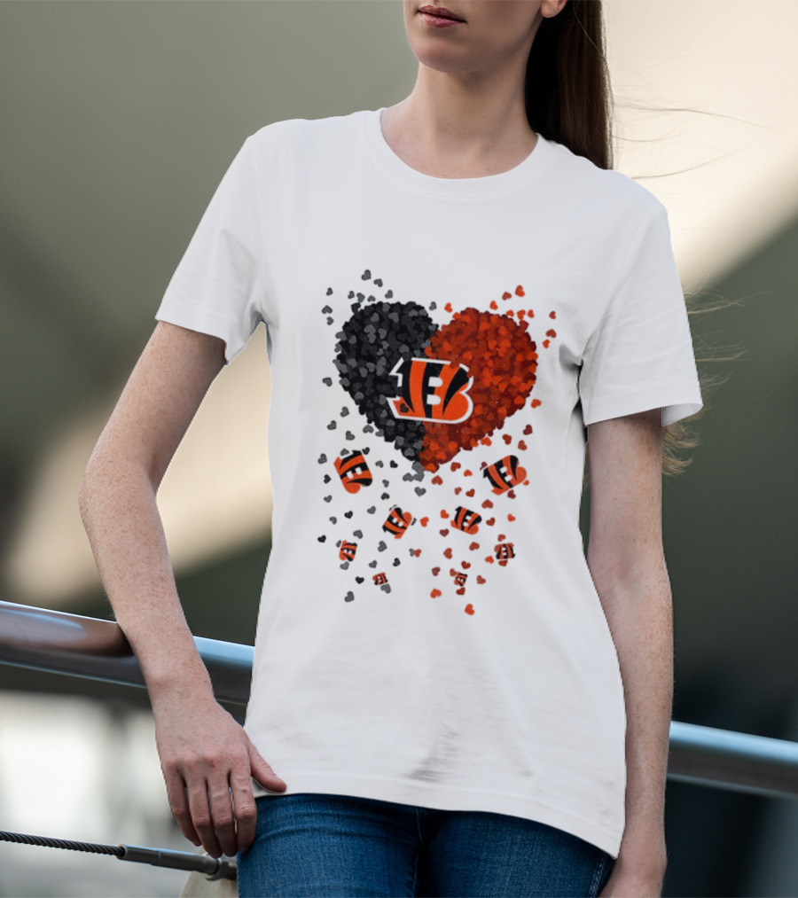 Cincinnati Bengals Heart 2026 Football Fan Love Collection T-Shirt