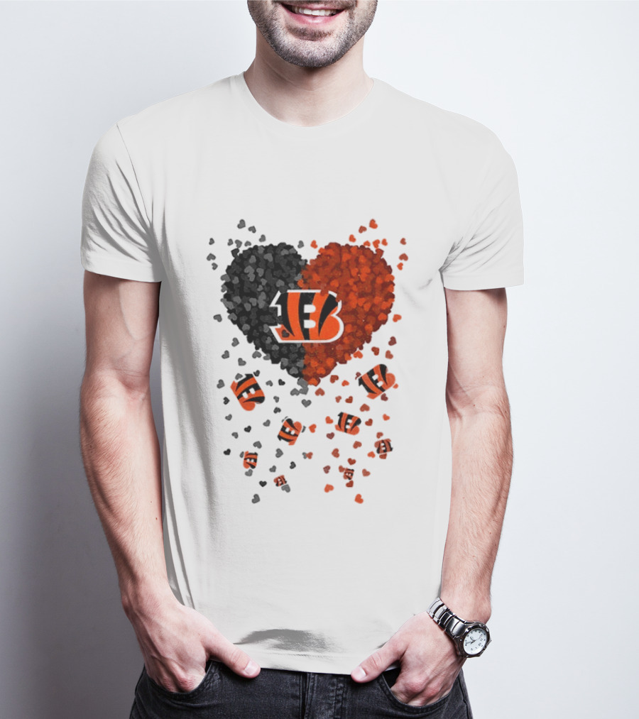 Cincinnati Bengals Heart 2026 Football Fan Love Collection T-Shirt