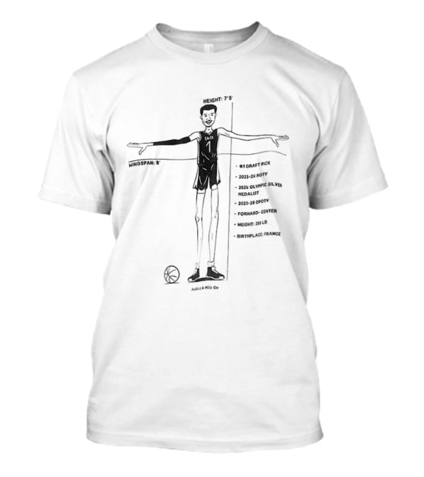 Victor Wembanyama Height Wingspan San Antonio Spurs Draft Pick Basketball T-Shirt