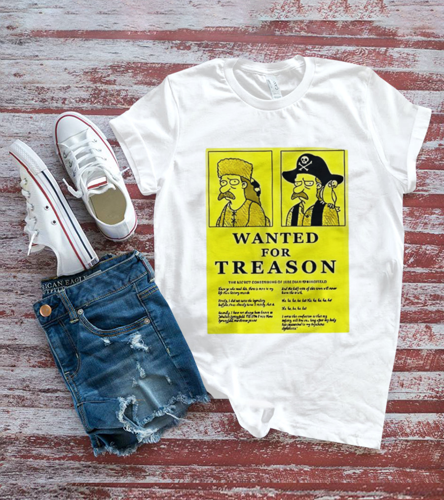 Wanted For Treason Kirk Van Houten Pirate And Russian Hat Cartoon Wanted T-Shirt