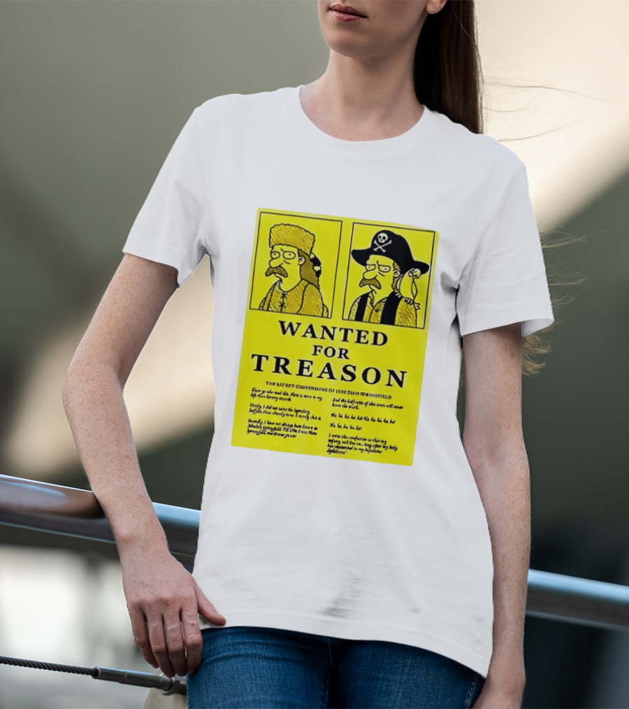 Wanted For Treason Kirk Van Houten Pirate And Russian Hat Cartoon Wanted T-Shirt