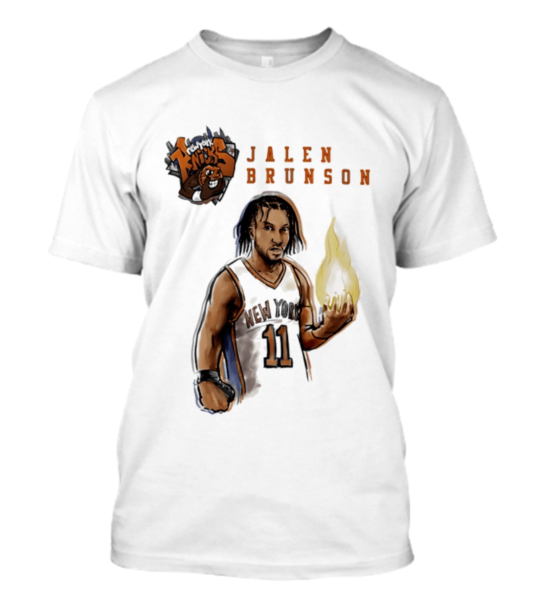 New York Knicks Jalen Brunson Flame 11 T-Shirt