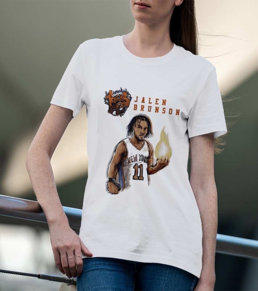 New York Knicks Jalen Brunson Flame 11 T-Shirt