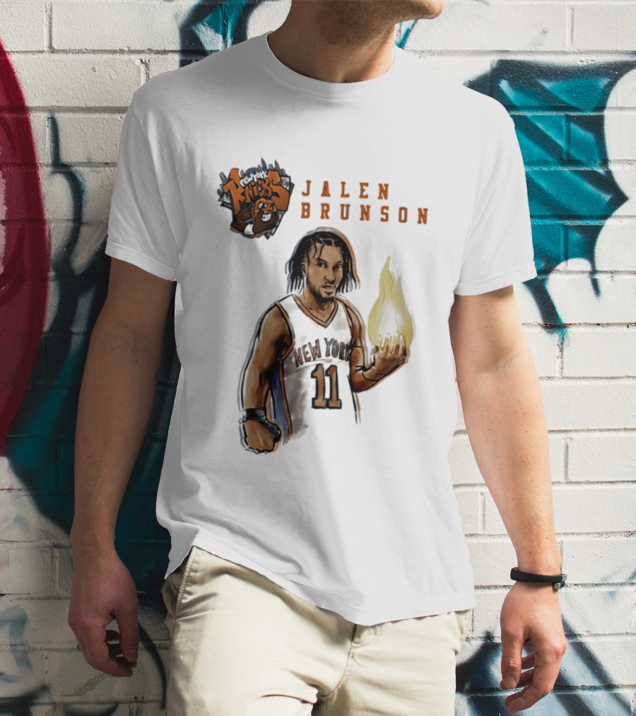 New York Knicks Jalen Brunson Flame 11 T-Shirt