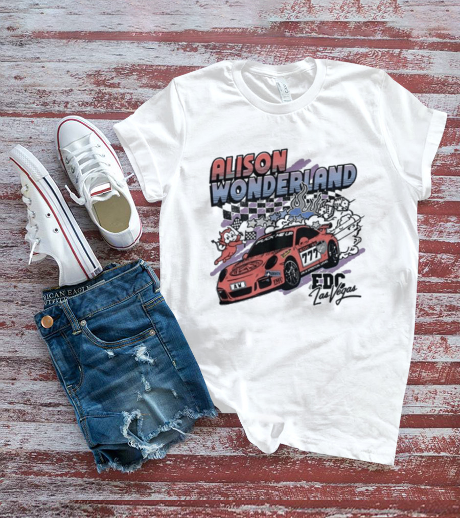 Alison Wonderland Racing 777 EDC Las Vegas Checkered Pink Car T-Shirt