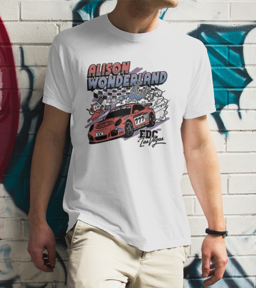 Alison Wonderland Racing 777 EDC Las Vegas Checkered Pink Car T-Shirt
