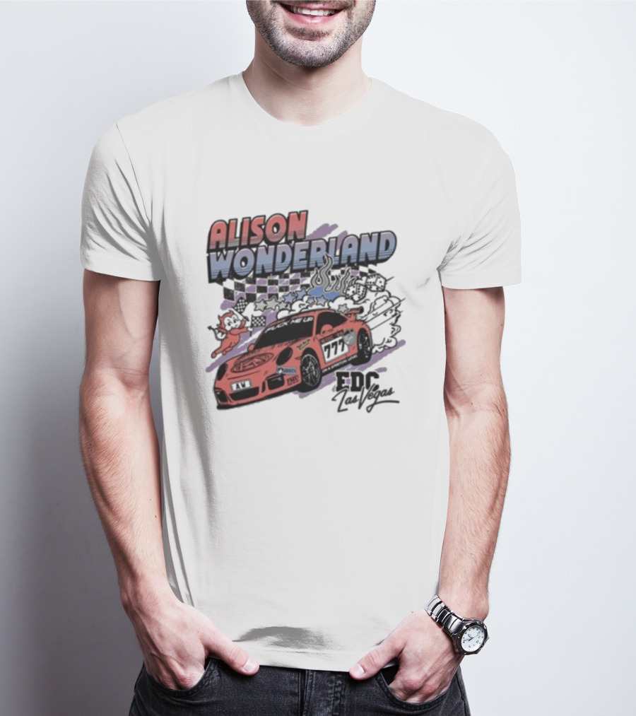 Alison Wonderland Racing 777 EDC Las Vegas Checkered Pink Car T-Shirt