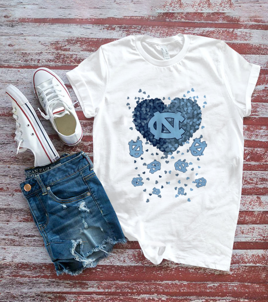 North Carolina Tar Heels Football Heart 2026 T-Shirt