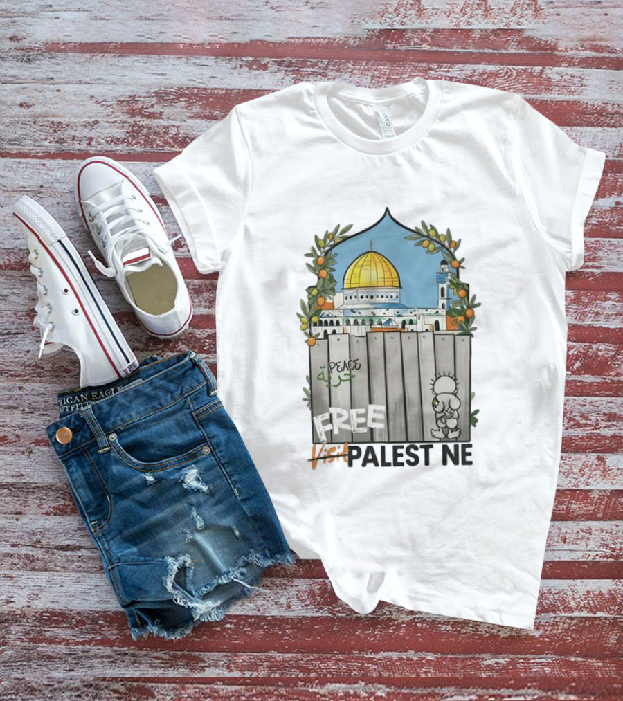 Nakba 78 Free Jerusalem Palestine Peace Symbol Olive Tree Dome T-Shirt