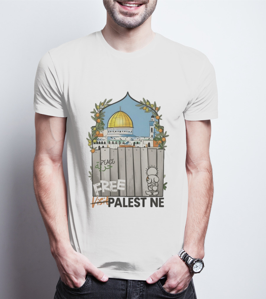 Nakba 78 Free Jerusalem Palestine Peace Symbol Olive Tree Dome T-Shirt