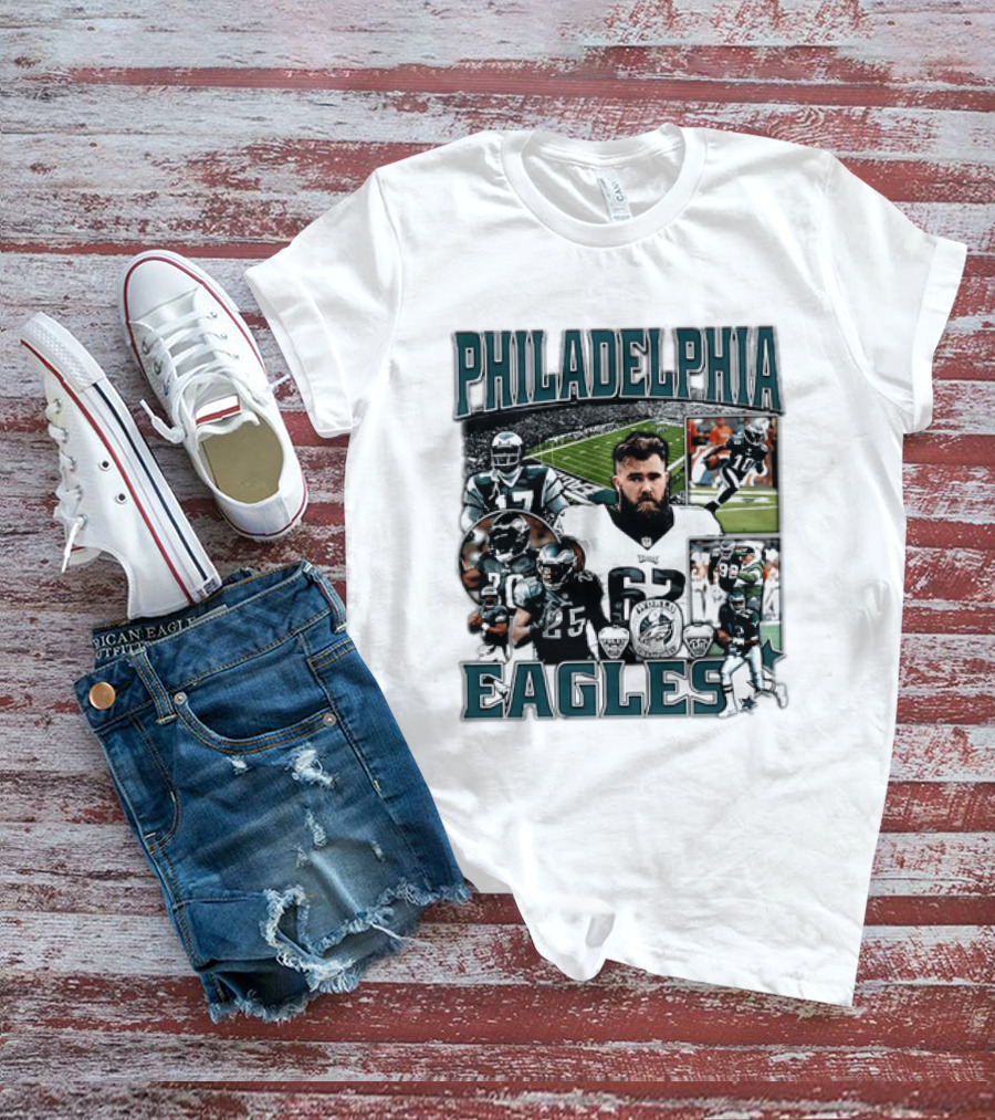 Philadelphia Eagles Football 90s Bootleg Players Collage T-Shirt