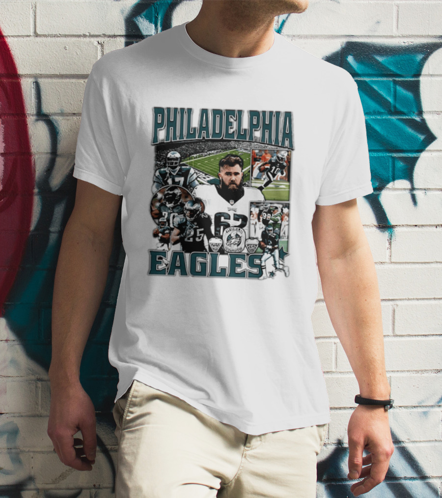 Philadelphia Eagles Football 90s Bootleg Players Collage T-Shirt