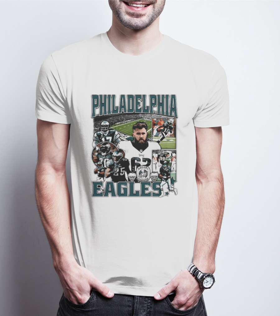 Philadelphia Eagles Football 90s Bootleg Players Collage T-Shirt