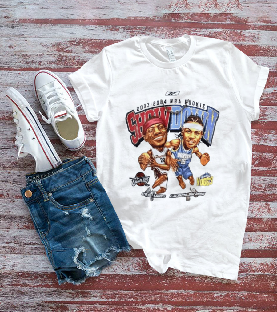 2003 2004 NBA Rookie Showdown LeBron James Carmelo Anthony Cavaliers Nuggets T-Shirt