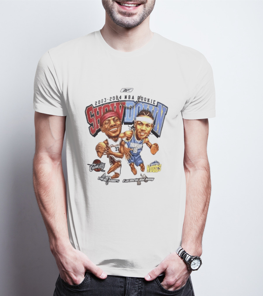 2003 2004 NBA Rookie Showdown LeBron James Carmelo Anthony Cavaliers Nuggets T-Shirt