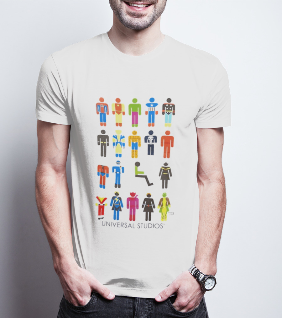 UNIVERSAL STUDIOS Marvel Super Heroes Iconic Characters T-Shirt
