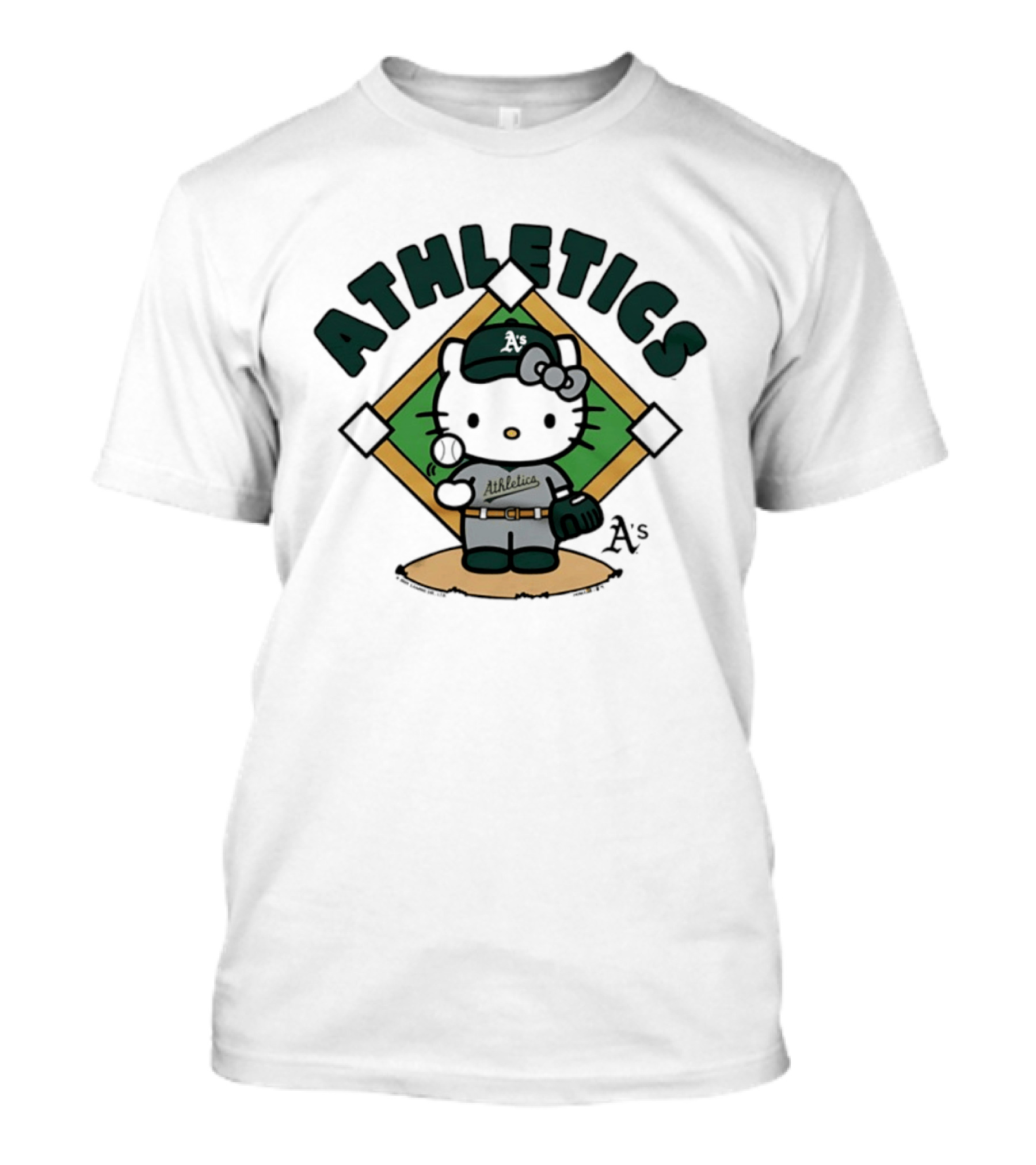 Athletics Hello Kitty MLB Collaboration Baseball Character With A's T-Shirt