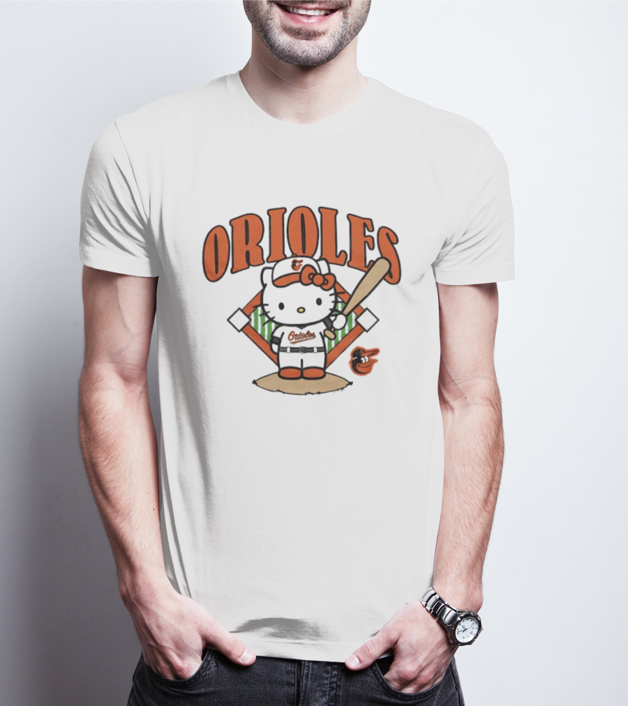 Baltimore Orioles Hello Kitty MLB Collaboration With Baseball T-Shirt
