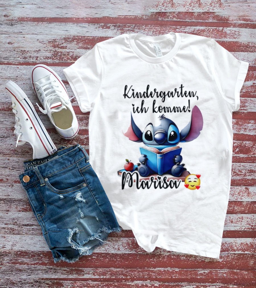 Kindergarten Ich Komme Marisa Blue Alien Book Reading T-Shirt
