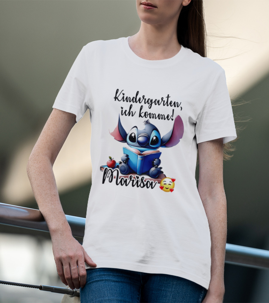 Kindergarten Ich Komme Marisa Blue Alien Book Reading T-Shirt
