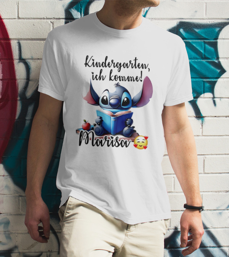 Kindergarten Ich Komme Marisa Blue Alien Book Reading T-Shirt