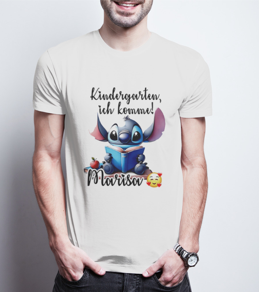 Kindergarten Ich Komme Marisa Blue Alien Book Reading T-Shirt