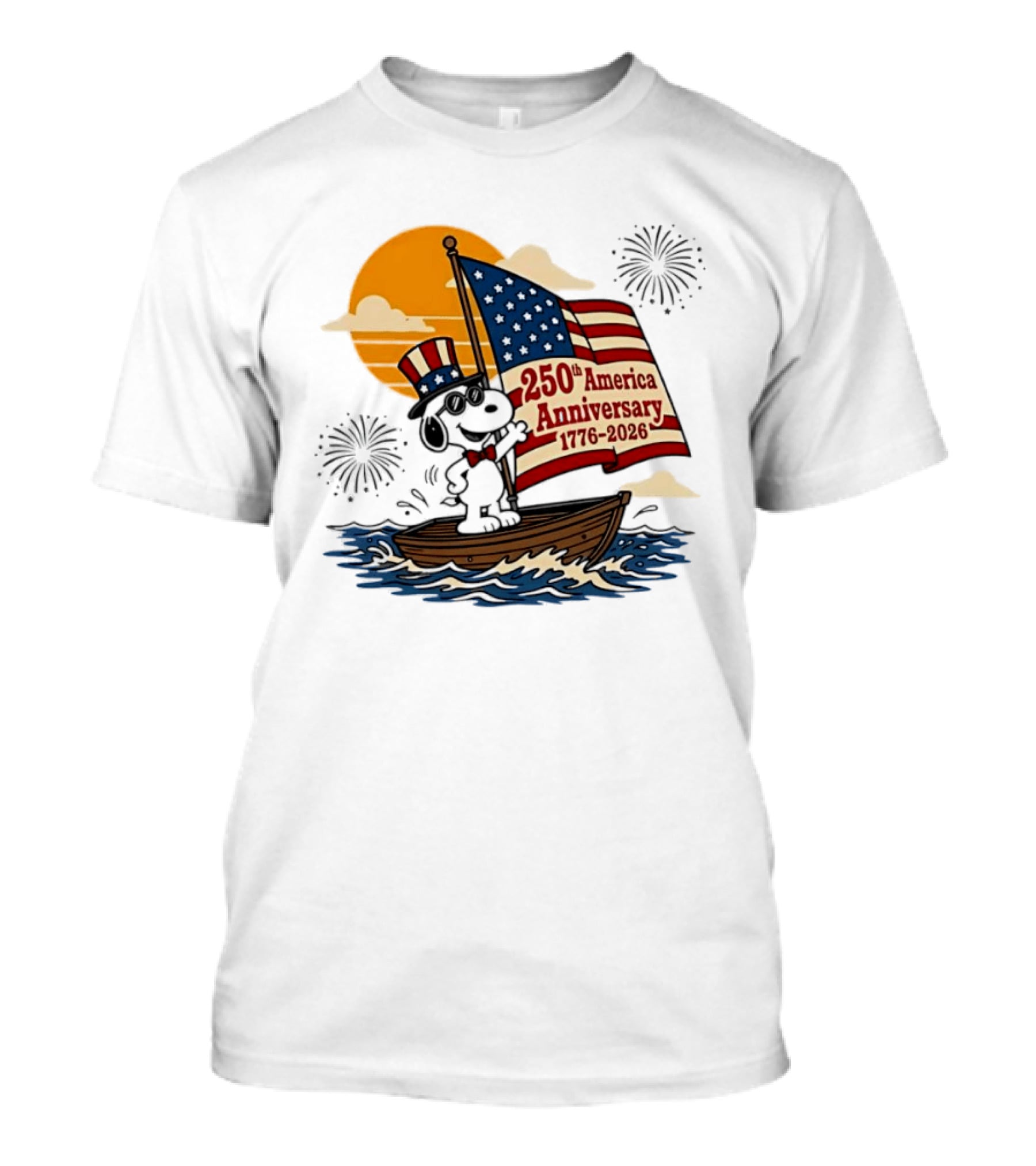Snoopy 250th America Anniversary 1776 2026 Sailboat Celebration T-Shirt