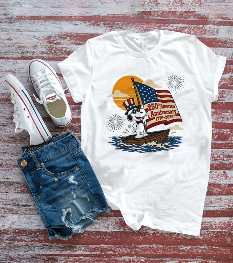 Snoopy 250th America Anniversary 1776 2026 Sailboat Celebration T-Shirt