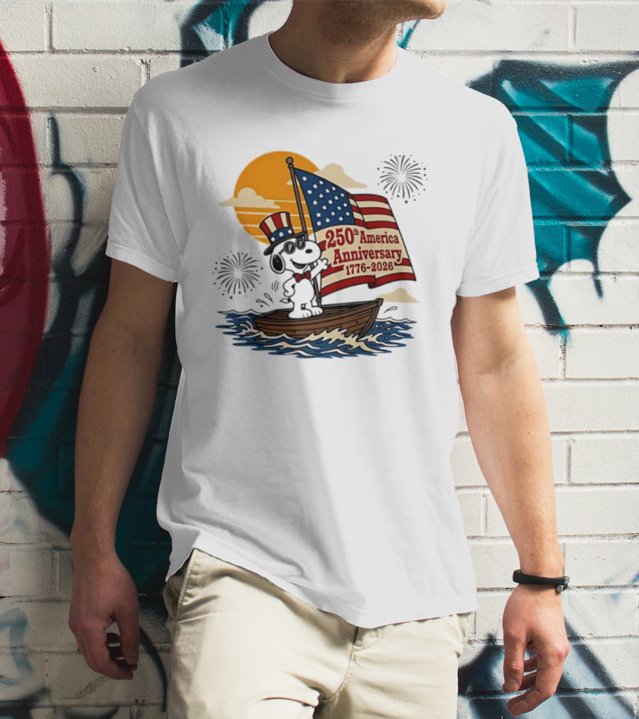 Snoopy 250th America Anniversary 1776 2026 Sailboat Celebration T-Shirt