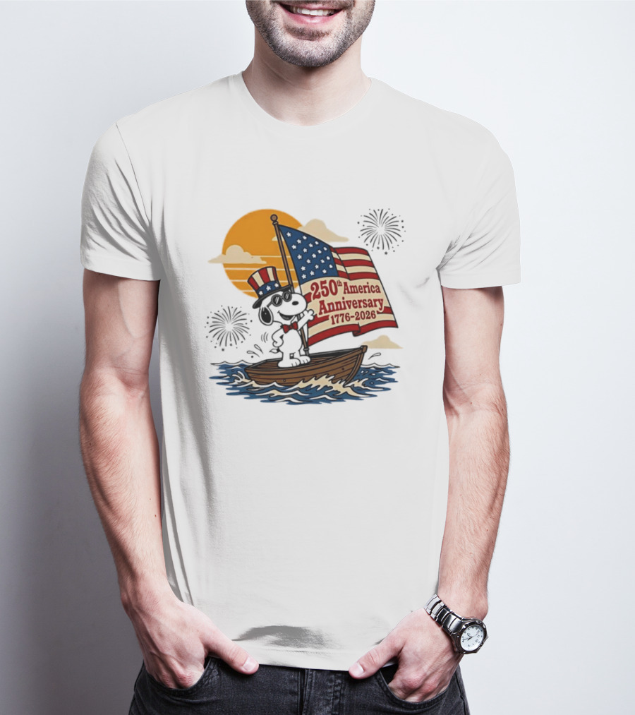 Snoopy 250th America Anniversary 1776 2026 Sailboat Celebration T-Shirt