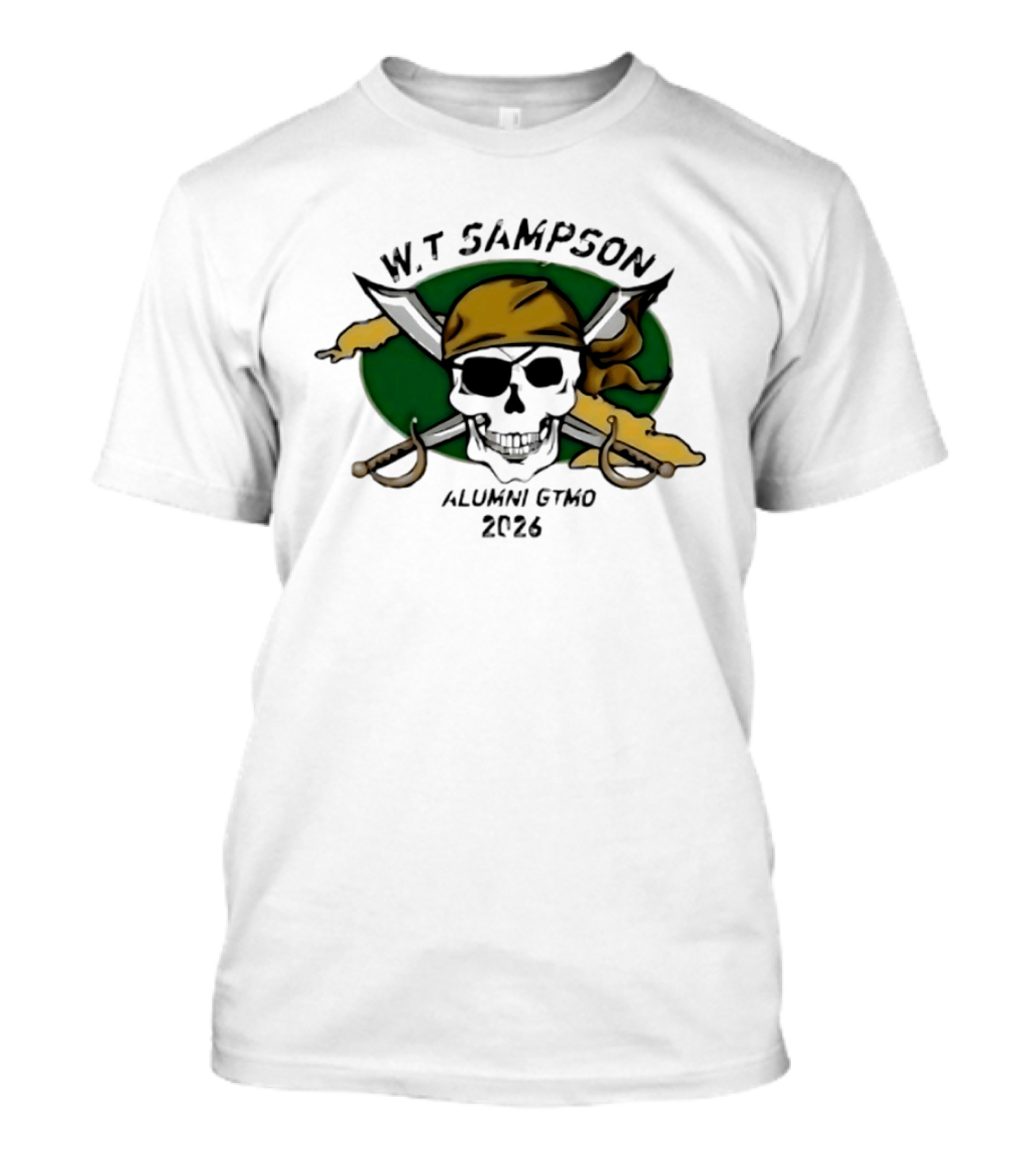 W Sampson Alumni GTMO 2026 Skull Swords Bandana T-Shirt