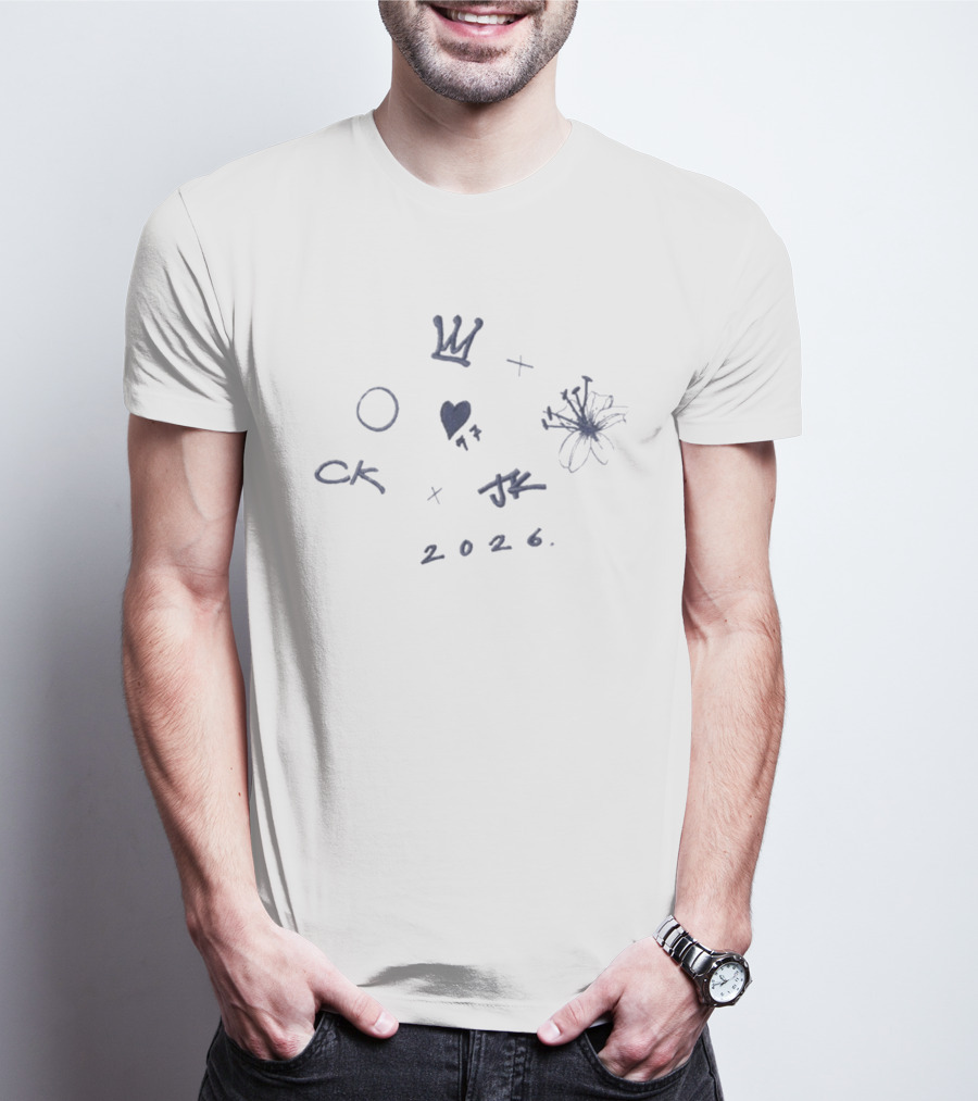 CKJK 2026 Heart Crown Flower Sketch T-Shirt