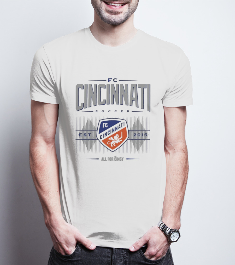 FC Cincinnati Soccer Est 2015 Shield And Diamonds All For Cincy T-Shirt