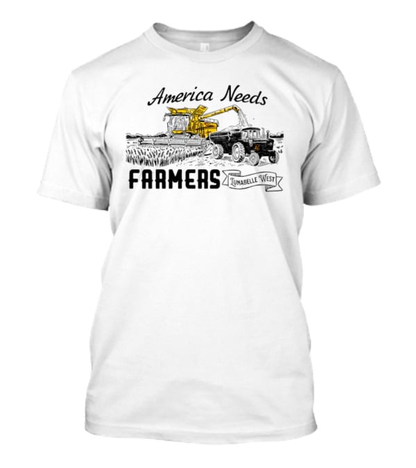 America Needs Farmers Lunabelle West Tractor Combine Harvesting T-Shirt
