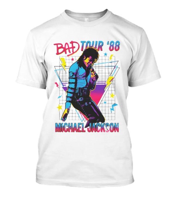 BAD Tour '88 Michael Jackson 90s Styles Retro Lightning Stars T-Shirt