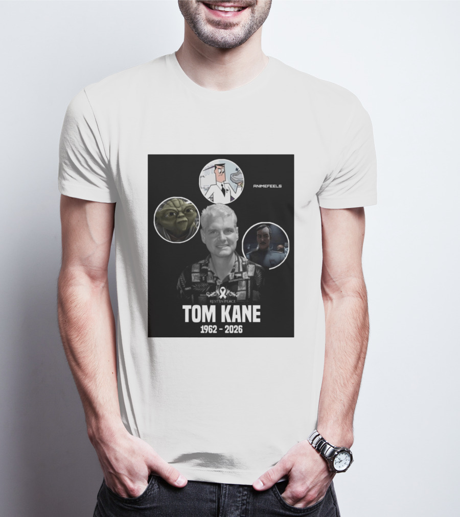 Rest In Peace Tom Kane 1962 2026 Animefeels Yoda T-Shirt