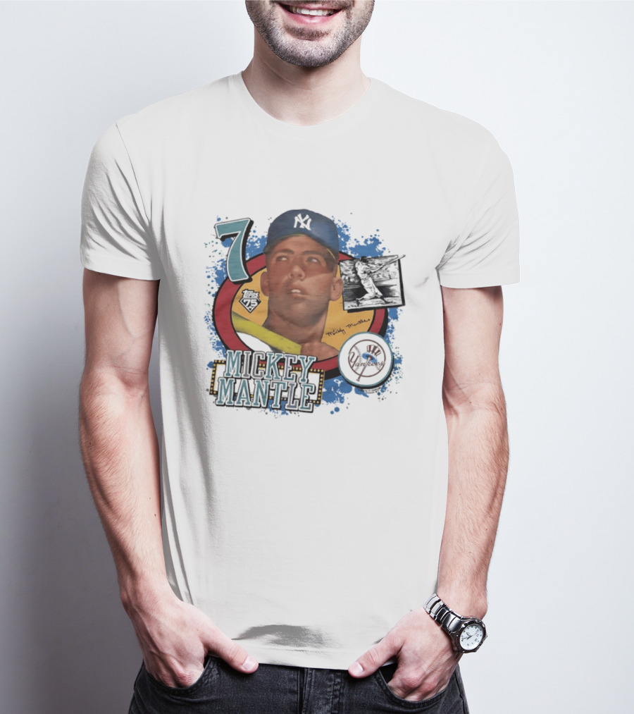 Mickey Mantle 7 Yankees Baseball T-Shirt
